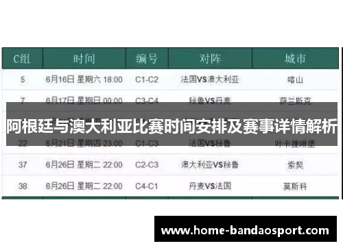 阿根廷与澳大利亚比赛时间安排及赛事详情解析